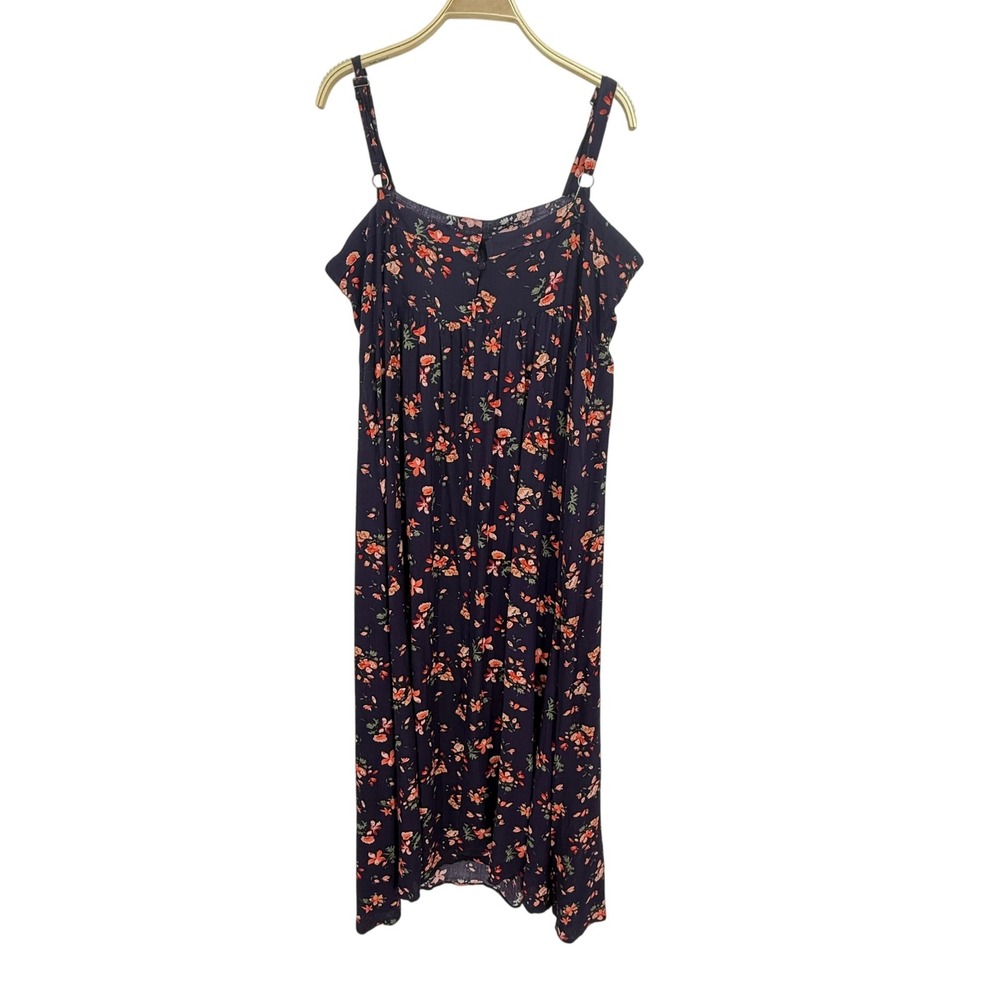 Natural Life Floral Midi Dress Womens L/XL Navy Blue NEW‎ Boho Spaghetti Strap
